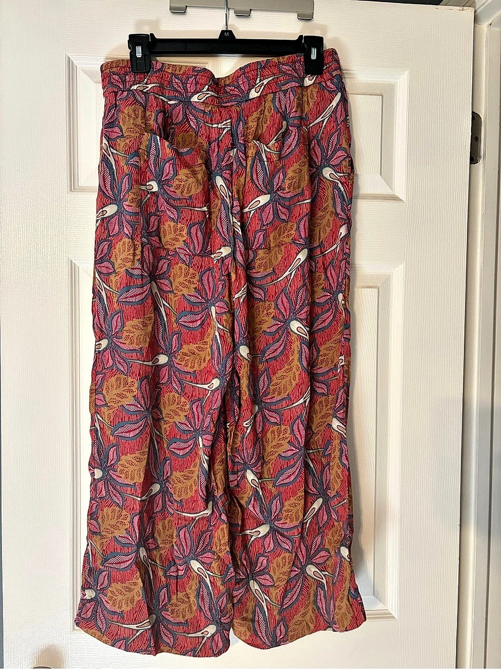 Ann Taylor LOFT Wide Leg Paisley Pants in Red & Blue Size 10 Like New